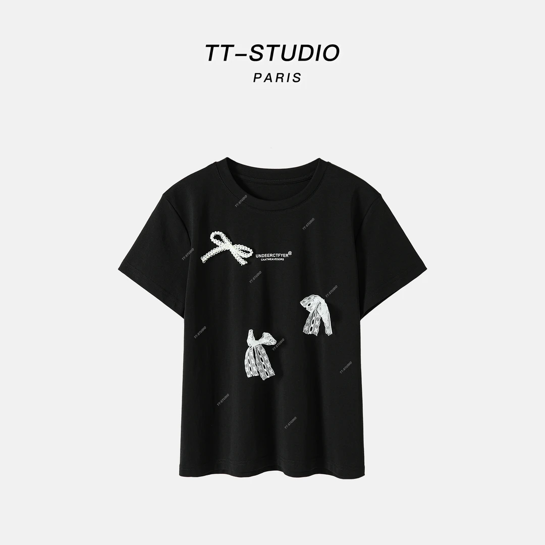 MCOMINILIVES①「在逃公主」100%棉纯色2024早春新款休闲时尚T恤3056