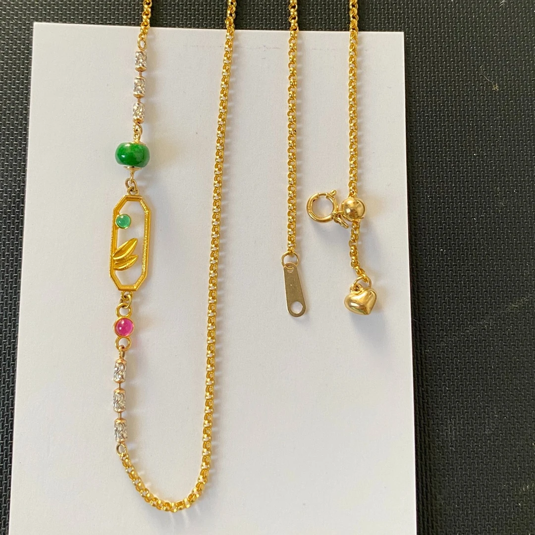 18K金60cm长调节项链金色仙女必备百搭款可调节抽拉时尚珠宝饰品