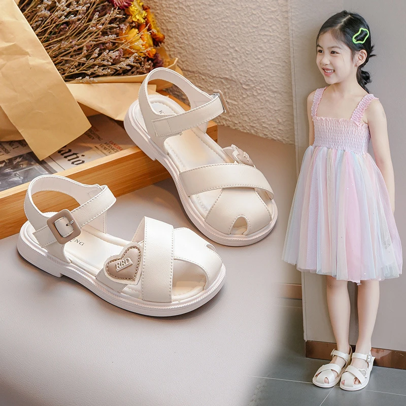 女童鞋子2025新款儿童包头沙滩鞋软底防滑时尚休闲小女孩公主凉鞋