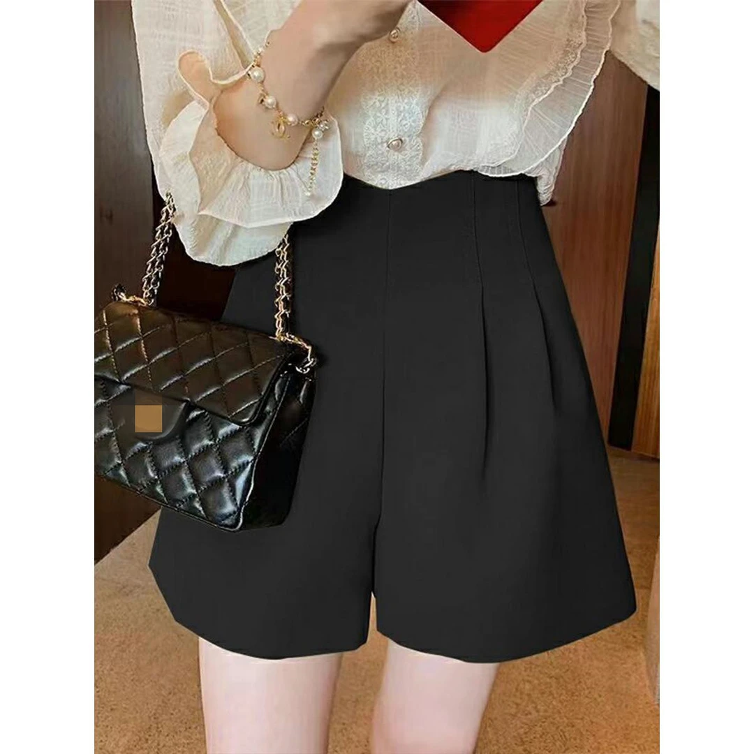 大码西装秋冬短裤女夏季a字高腰黑色阔腿裤显瘦遮肚休闲裤工装裤