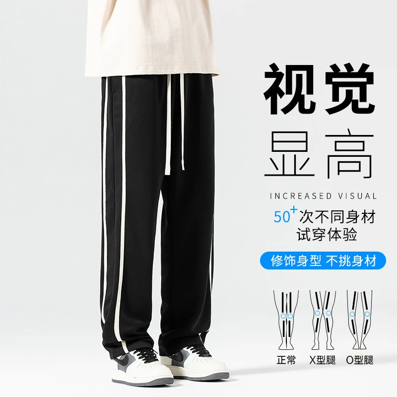 春秋新款卫裤男士重磅美式潮牌宽松直筒休闲裤子百搭阔腿裤运动裤