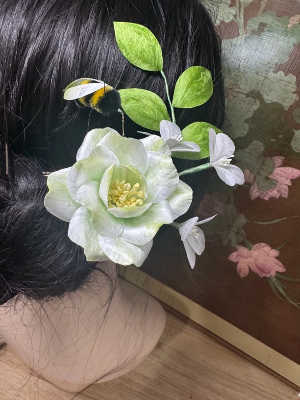 江南浔汉服发饰古风饰品 绒花蜜蜂月季默认海王钗改主体找客服