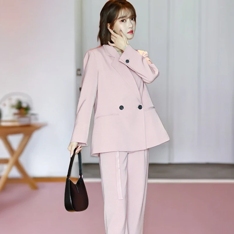 春秋新款气质廓形西装春季设计感网红宽松高级感阔腿裤