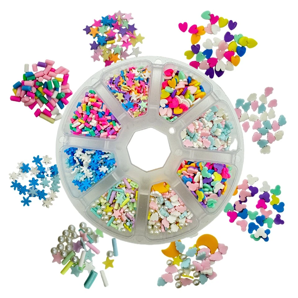 八格圆收纳软陶切片糖粒捏捏填充物diy奶油胶手机壳饰品配件材料