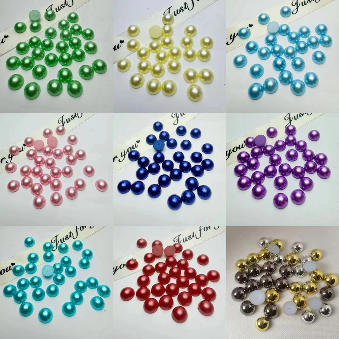 【兮子家】新款彩色金色银色半圆diy仿珍珠贴片半面珠