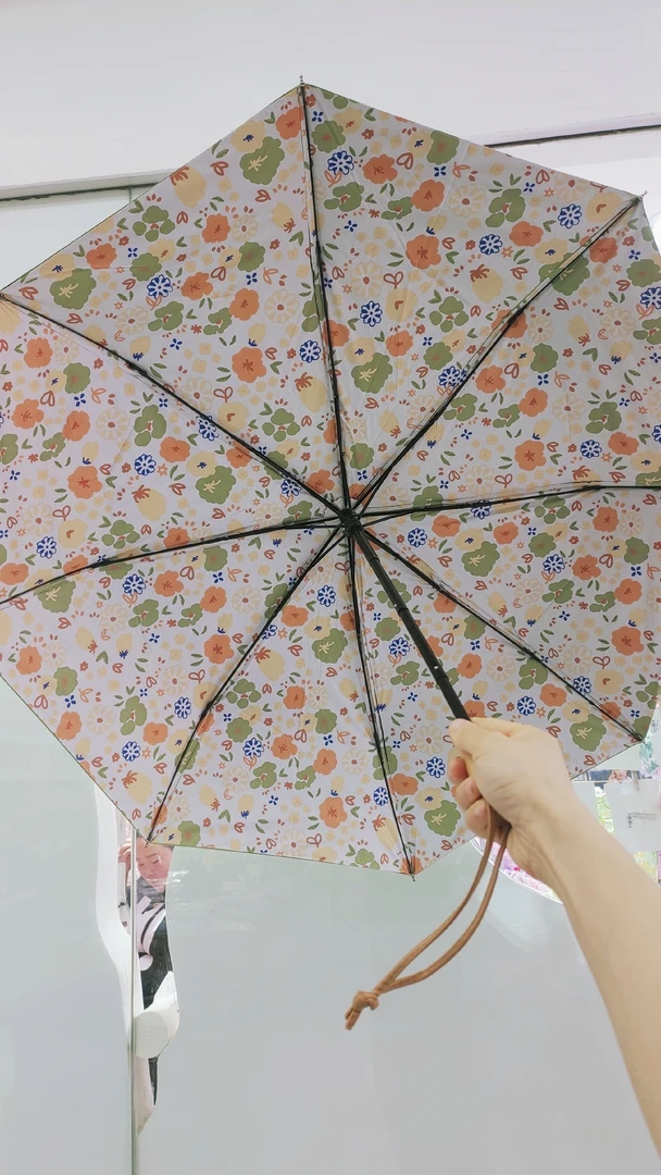 超轻小巧便携三折伞油画系黑胶防晒防紫外线晴雨两用女遮阳太阳伞