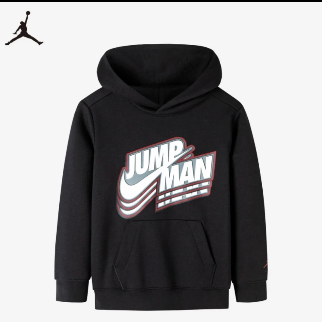 JORDAN/乔丹童装冬新款套头连帽加绒休闲运动卫衣JD2142023