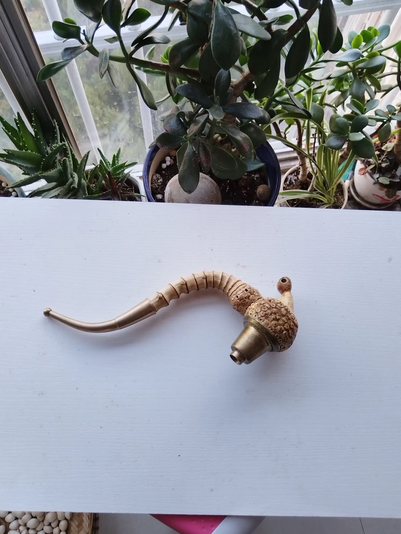 烟杆金竹大一弯烟斗长24公分左右