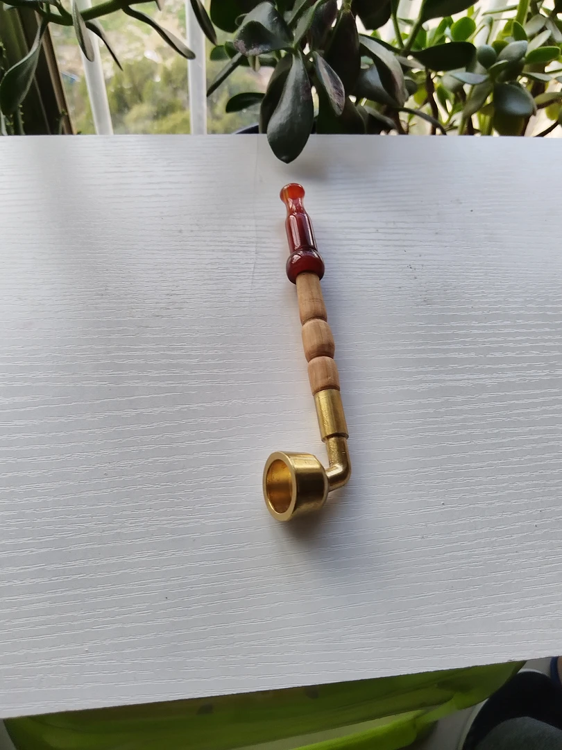贵州红花犁雕刻玛瑙烟嘴烟斗