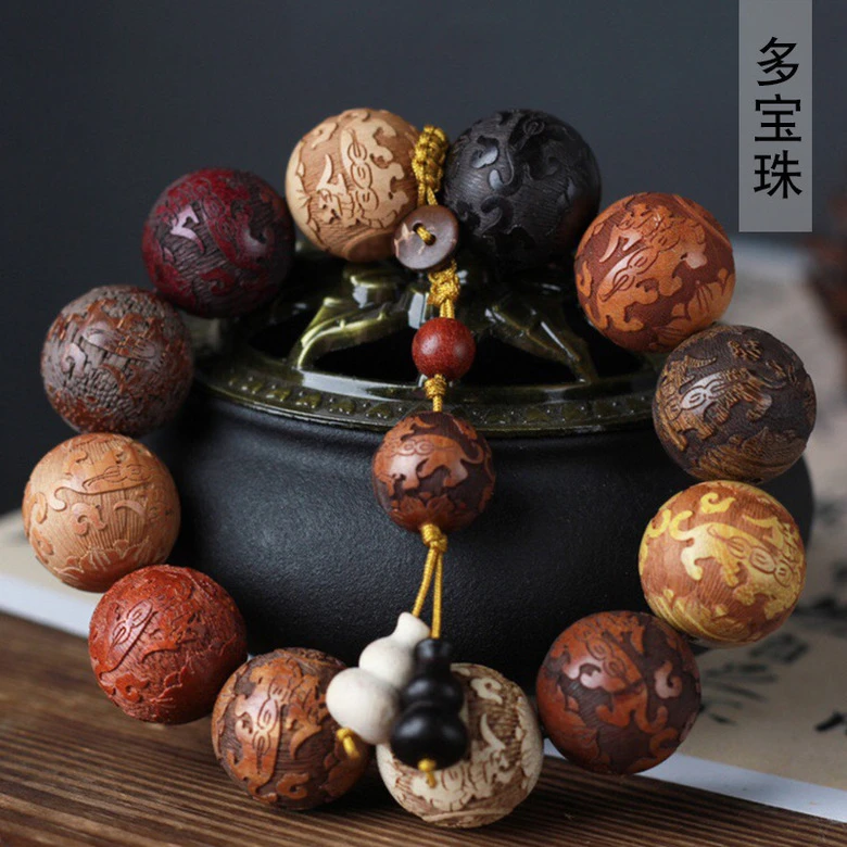 多宝珠全雕刻貔貅DIY貔貅挂件款手串 2.0×12颗