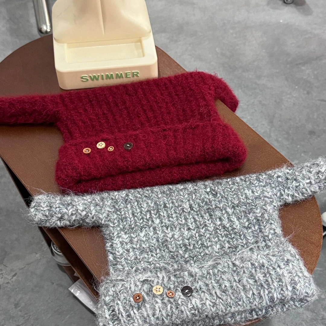 hucares自制「可爱万岁」大头围毛线帽不挑人日系保暖护耳针织帽