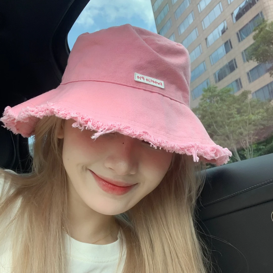 hucares「扮嫩高手」时尚百搭 休闲出街 粉色渔夫帽 显脸小