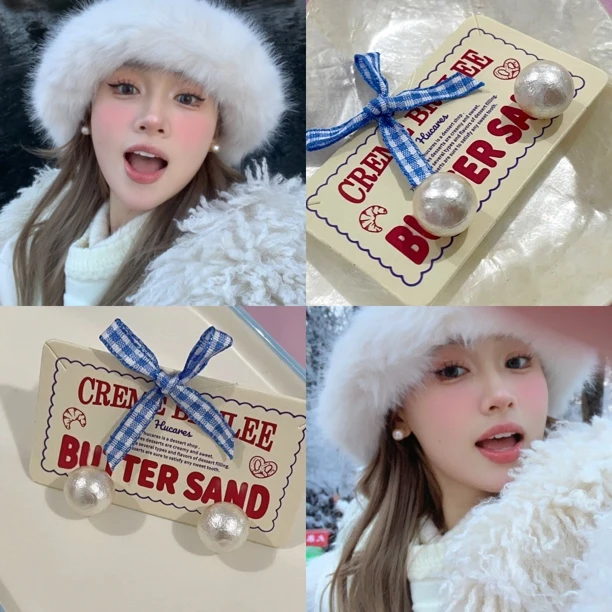 非金属仿珍珠耳饰 hucares「皱皱珍珍」韩代同款定制ins小耳钉12mm