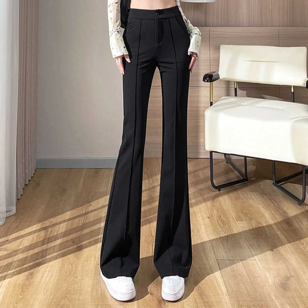 微喇裤女春夏季新款韩版时尚休闲裤垂感百搭高腰显瘦喇叭裤松紧腰