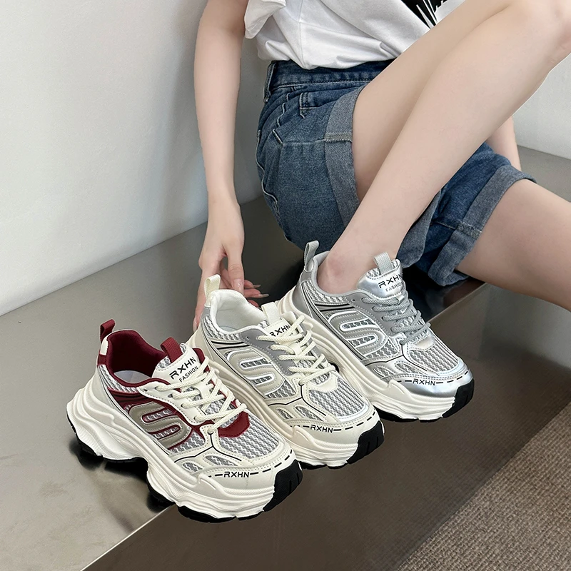 鞋鞋街【现货】网红时尚百搭夏季透气厚底ins韩版春夏老爹鞋女ins