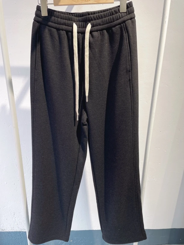 高腰显瘦垂感直筒休闲裤女秋冬加绒加厚休闲百搭