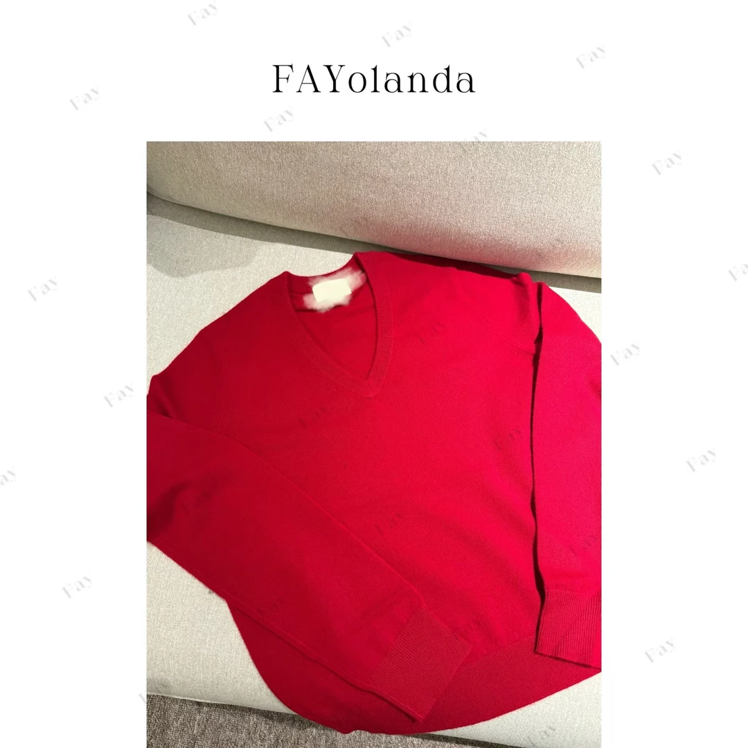 FAY | 三色净版V领保暖针织衫（1H03514）