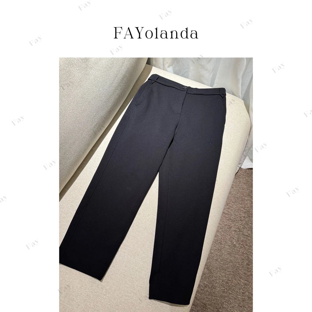 FAY | 通勤风弹力加绒九分裤（1H03554)卡码拍大