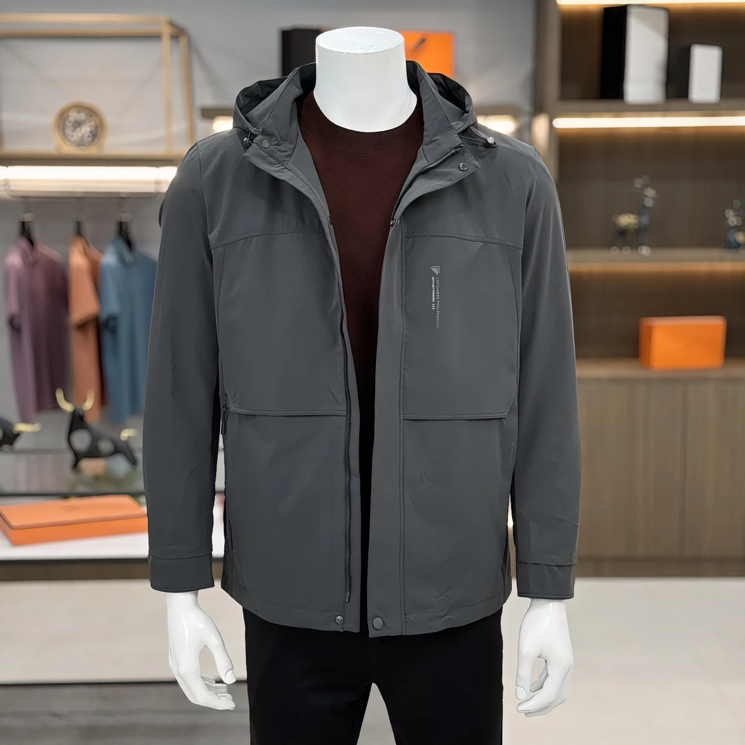 秋季新款帽子可脱卸标准长男款夹克外套百搭休闲男士外套