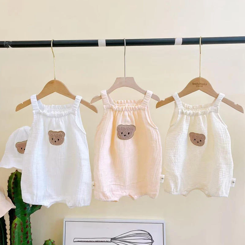 新生婴儿A类包屁衣纯棉棉纱夏天透气薄款爬服宝宝无袖婴儿包屁衣