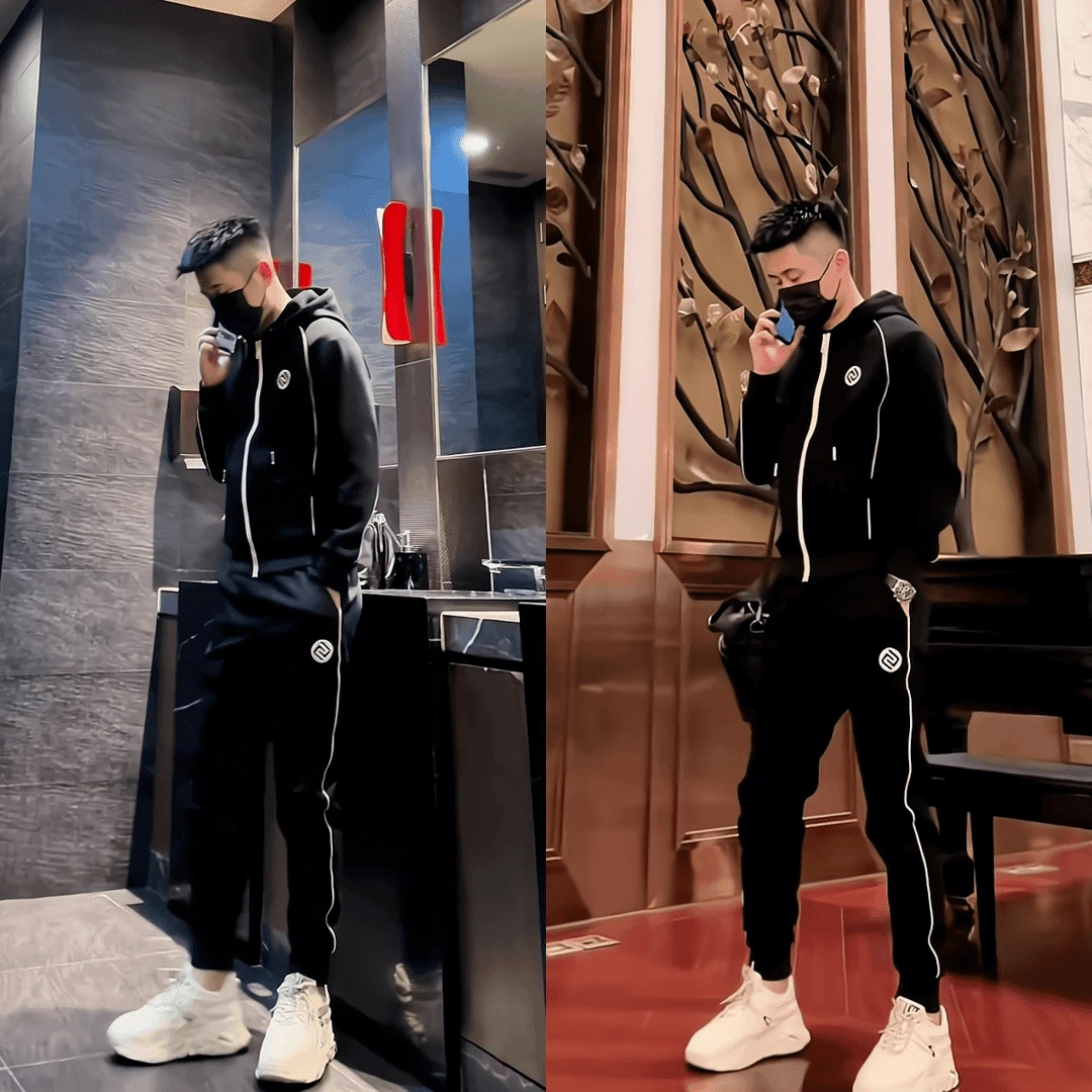 【航航出品】新款式春秋欧货轻奢休闲时尚运动潮流男士连帽套装