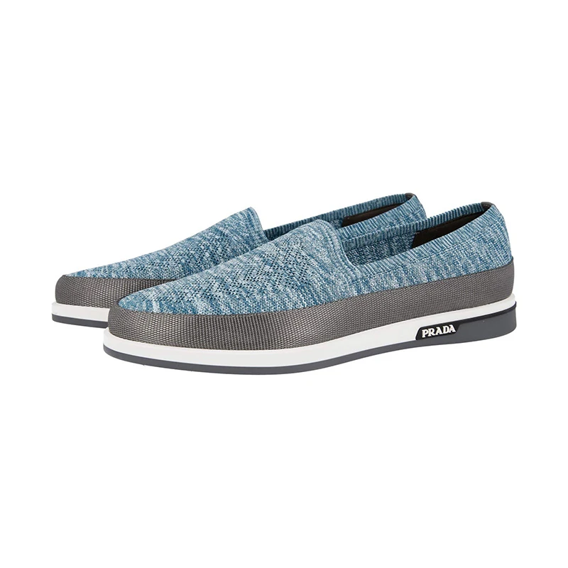 Prada/普拉达夏季透气蓝色舒适低帮休闲男士帆布鞋4D33963KR9F