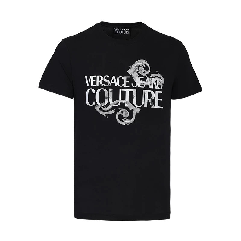 VERSACE/范思哲男款夏季黑色纯棉百搭户时尚休闲圆领t恤衫11924