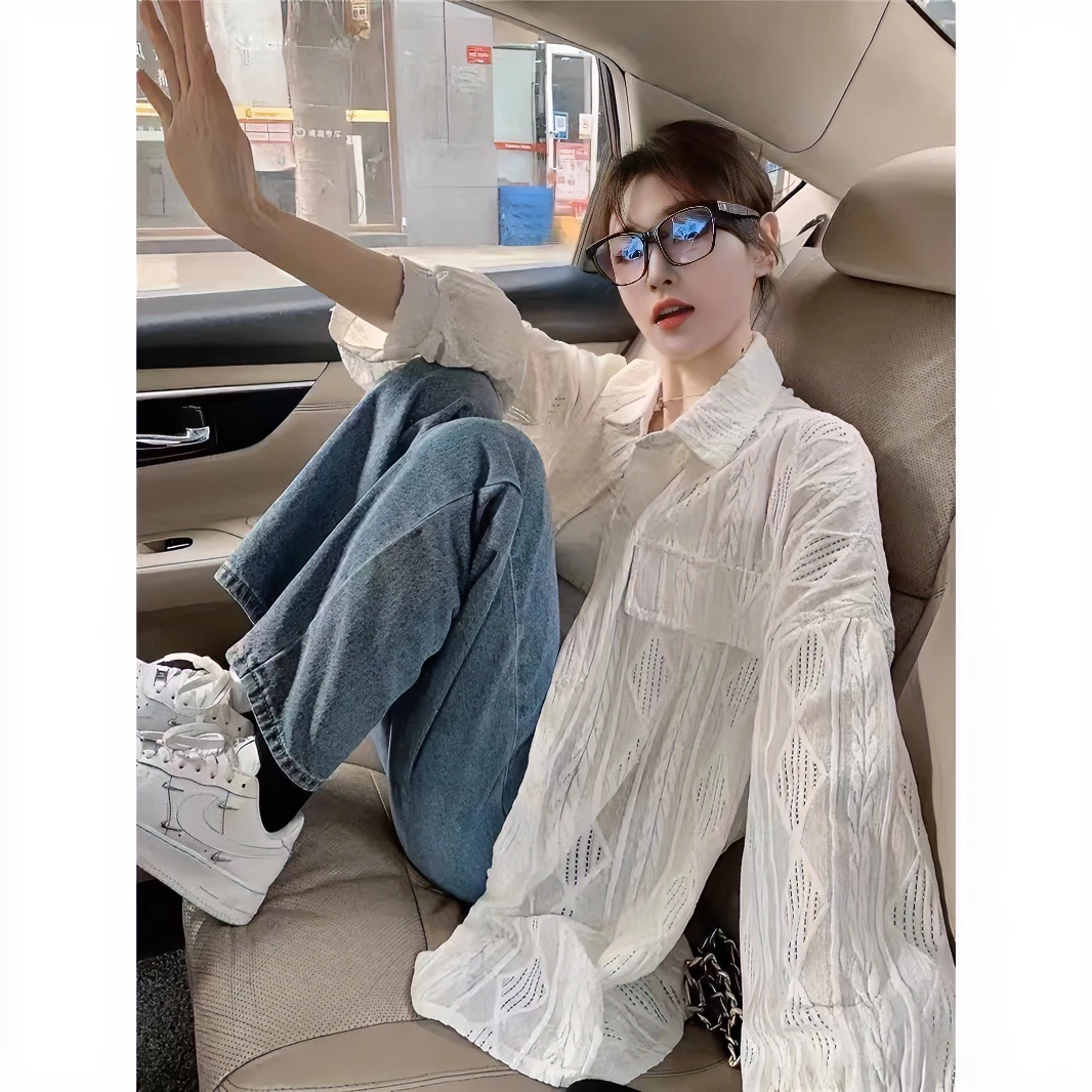 【现】 #912新款休闲钩花镂空衬衣设计感小众女装显瘦衬衫上衣