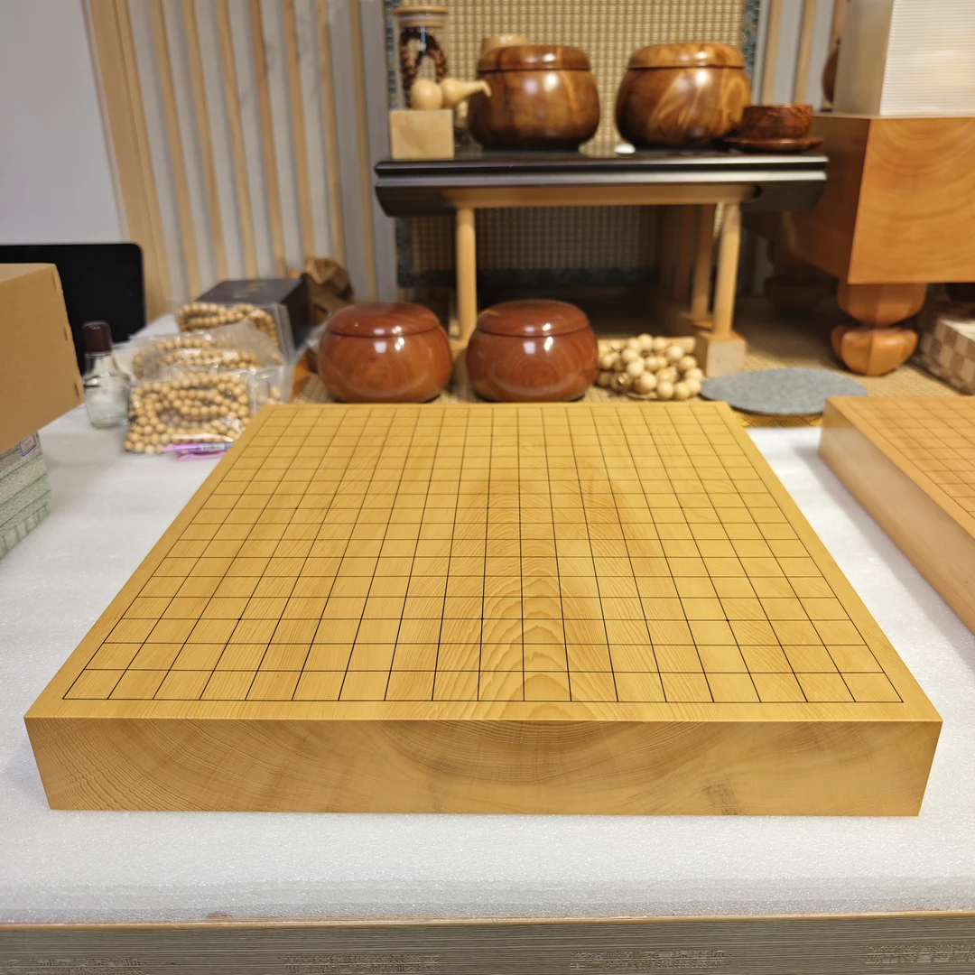 No.11日本榧5.8㎝厚独木围棋盘日本松川碁盤店手作太刀目盛