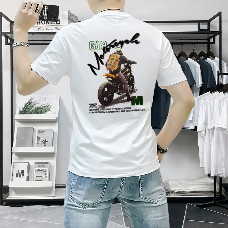 短袖t恤男款爆款2025新款潮流时尚帅气印花半袖衣服休闲百搭圆领