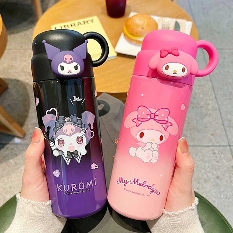 三丽鸥可爱带盖直饮316保温杯女孩学生上学专用水杯儿童便携杯子