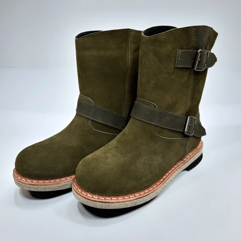 反季清仓0316-2女士冬季中筒磨砂保暖牛皮靴户外休闲真皮