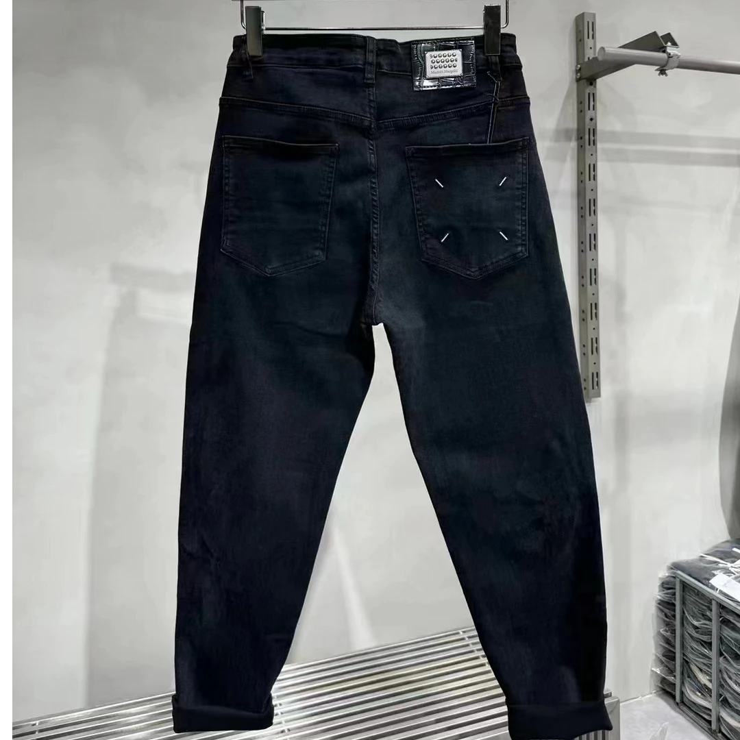 拉风哥   秋季新款9505简约百搭纯色净版基础款弹力小脚牛仔裤男