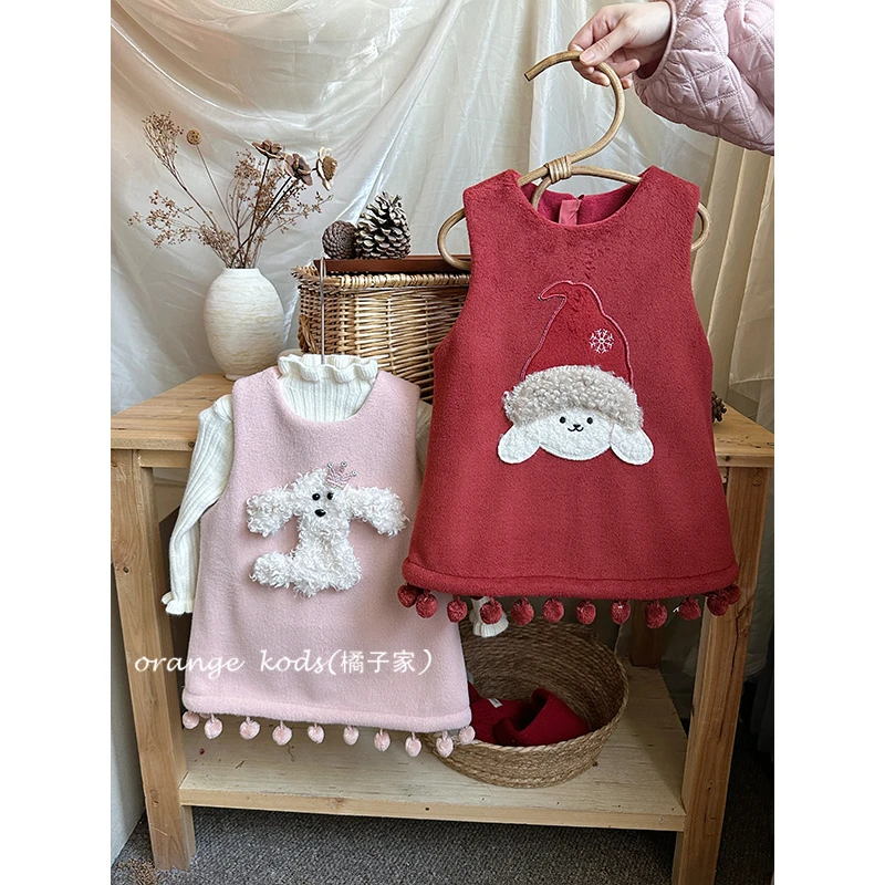 女童针织毛衣打底衫HS-2101可爱动物加厚背心裙HS55258