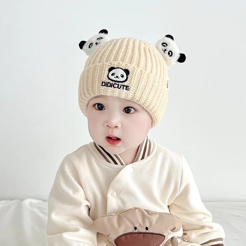 宝宝帽子秋冬款可爱超萌男宝宝套头毛线帽婴儿冬季防风保暖针织帽