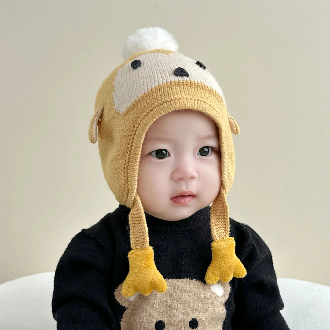 宝宝帽子冬季超萌可爱企鹅护耳帽男女童加棉加厚婴幼儿保暖针织帽