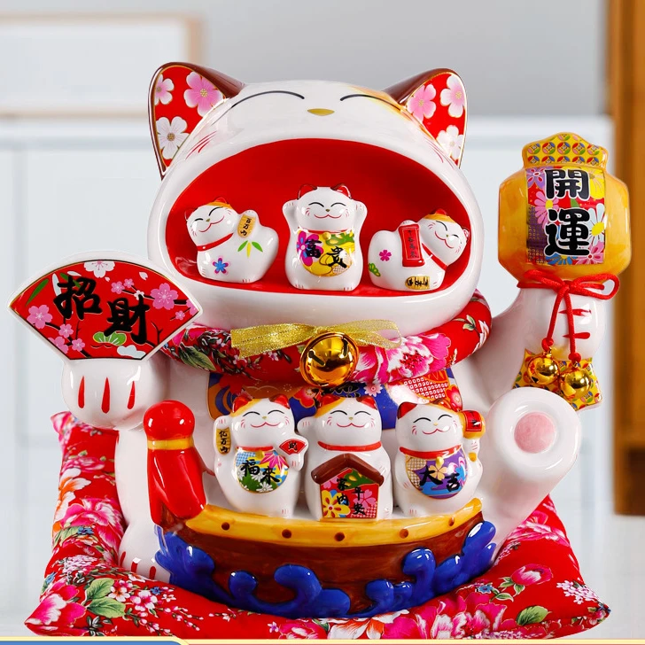 特大号招财猫摆件开嘴猫开运存钱罐居家客厅店铺酒店前台开业送礼