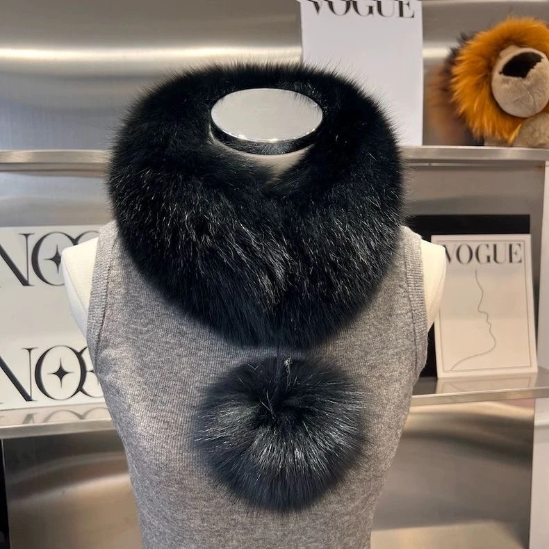 狐狸加厚围巾冬季韩版百搭保暖皮草护颈磁铁毛毛吸扣围脖时尚毛领