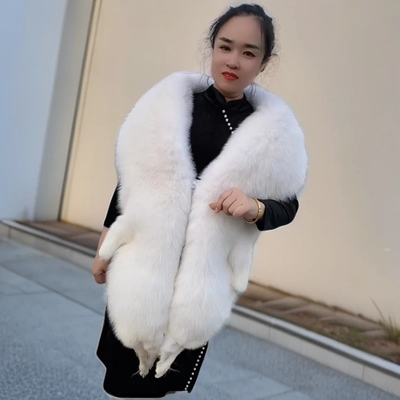 邑娇宏 新款狐狸毛披肩百搭旗袍礼服整张狐狸裘皮大领子披肩时尚