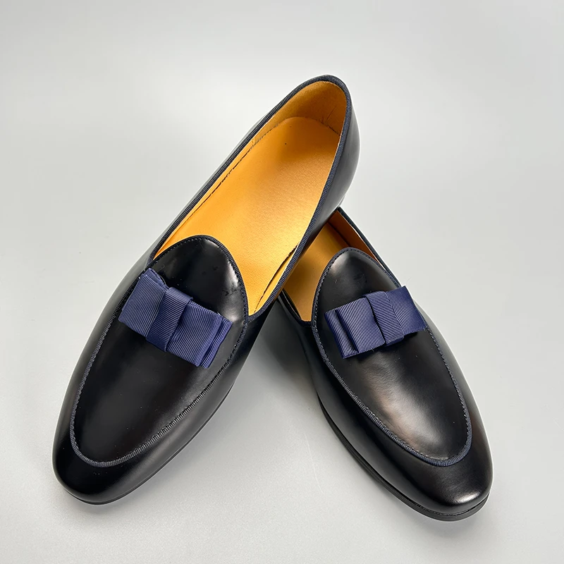 韩版时尚休闲男皮鞋蝴蝶结舞台演出鞋发型师主持人男鞋真皮乐福鞋