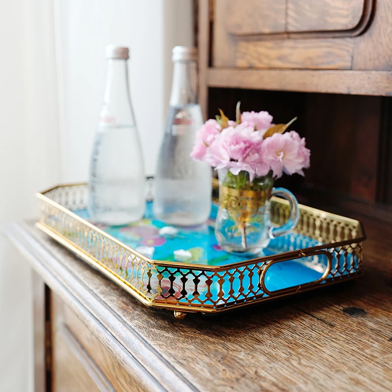 欧式复古鸟语花香花边托盘