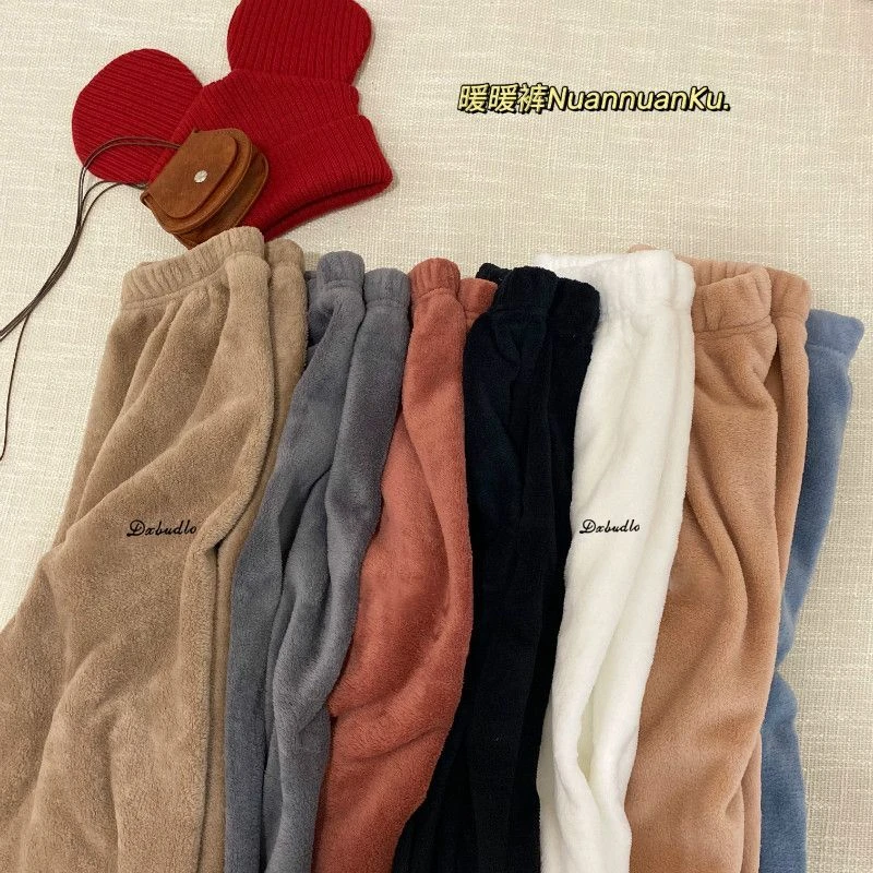 男士暖暖裤懒人神裤家居裤珊瑚绒睡裤加厚法兰绒宽松秋冬季外穿