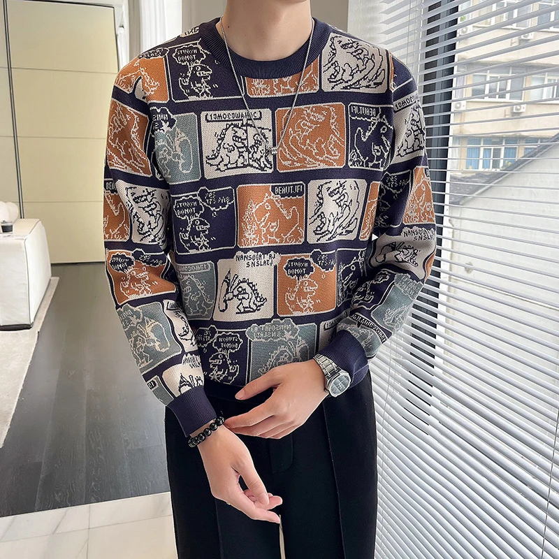 打底衫韩版ins冬季男士潮流长袖圆领秋季春秋休闲百搭毛衣针织衫