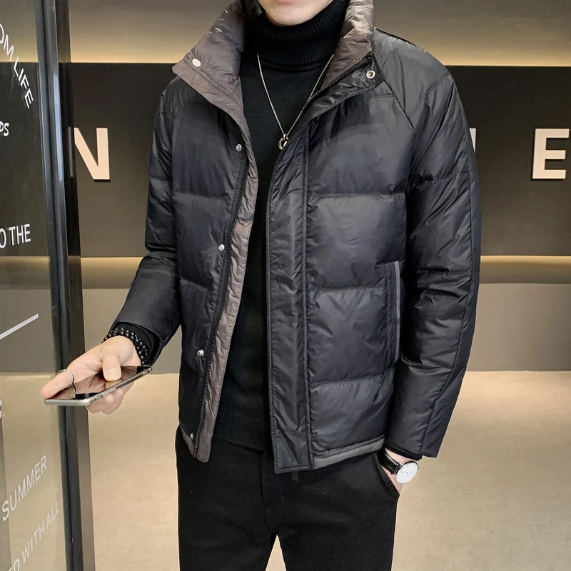 羽绒服男2023年新款潮牌短款立领轻薄防水高端内胆加厚冬季外套男
