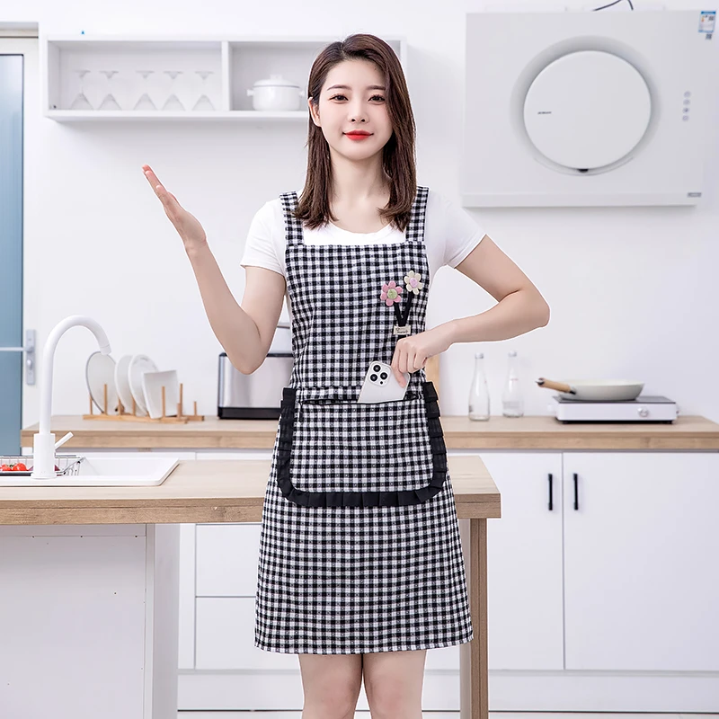 棉布防油工作服防污家用做饭耐脏透气肩带围腰干活洋气工作服厨房