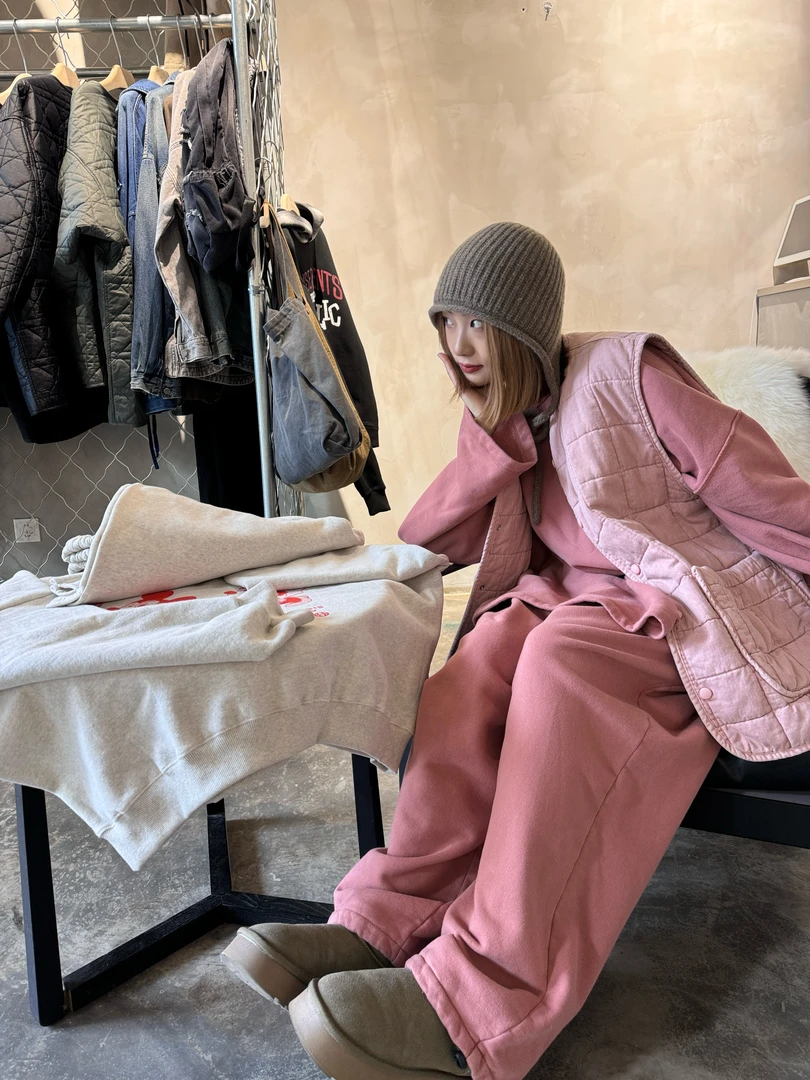 韩国东大门休闲时尚复古宽松纯色加绒套装上衣