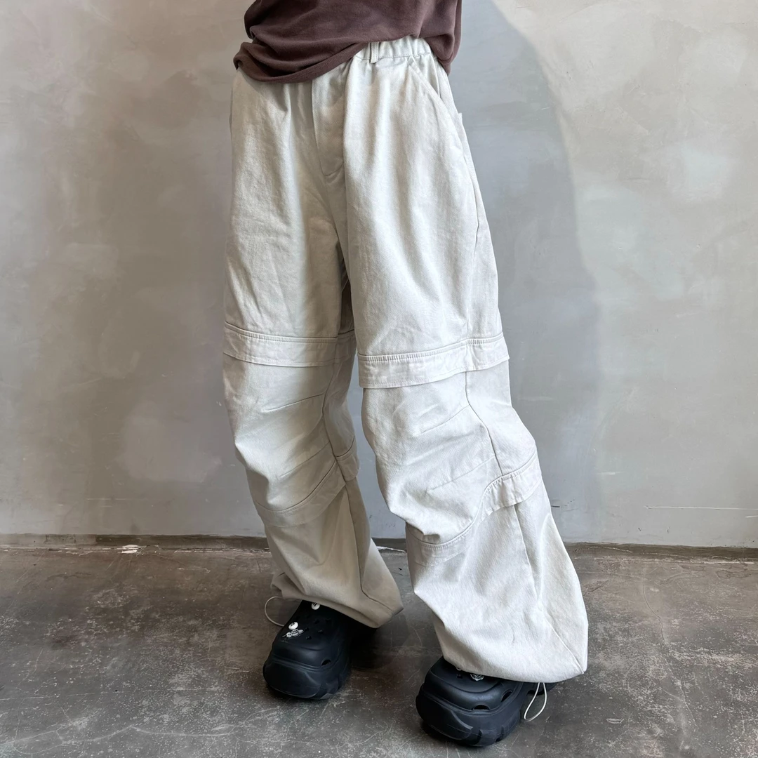 【嘉人专属】韩国新款4季运动户外休闲降落伞工装裤白色