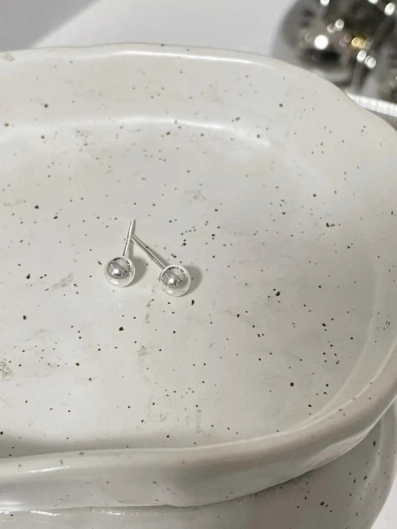 足银耳饰 999纯银 圆珠耳钉5mm