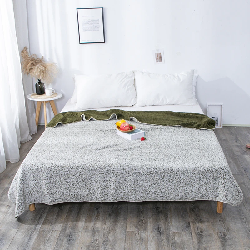 满天星羊羔绒简约加厚可机洗雕印复合毯1132