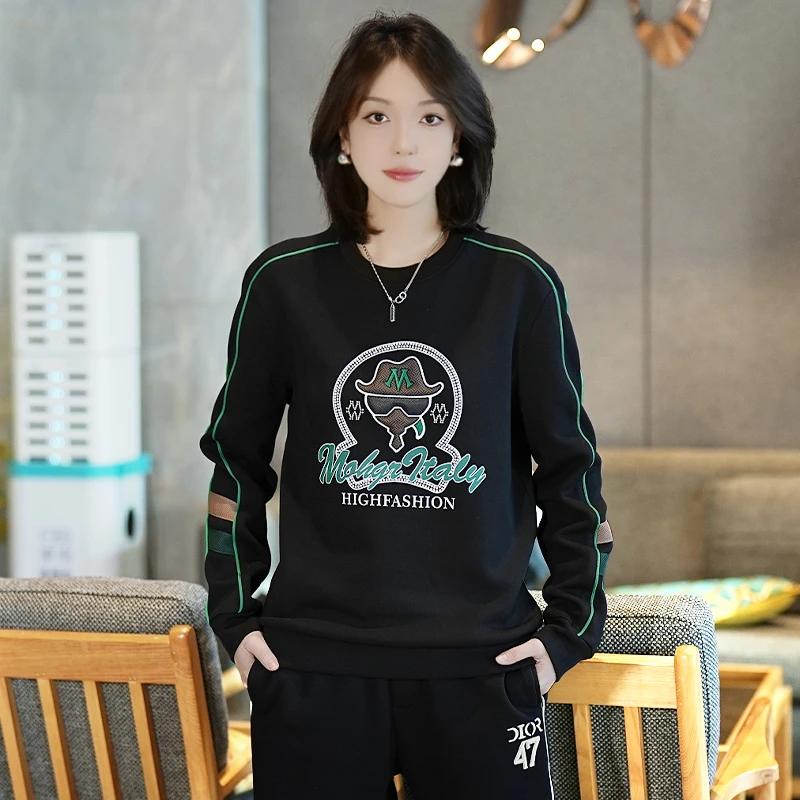 秋冬季潮牌时尚休闲个性印花卫衣男士百搭修身柔软舒适保暖打底衫